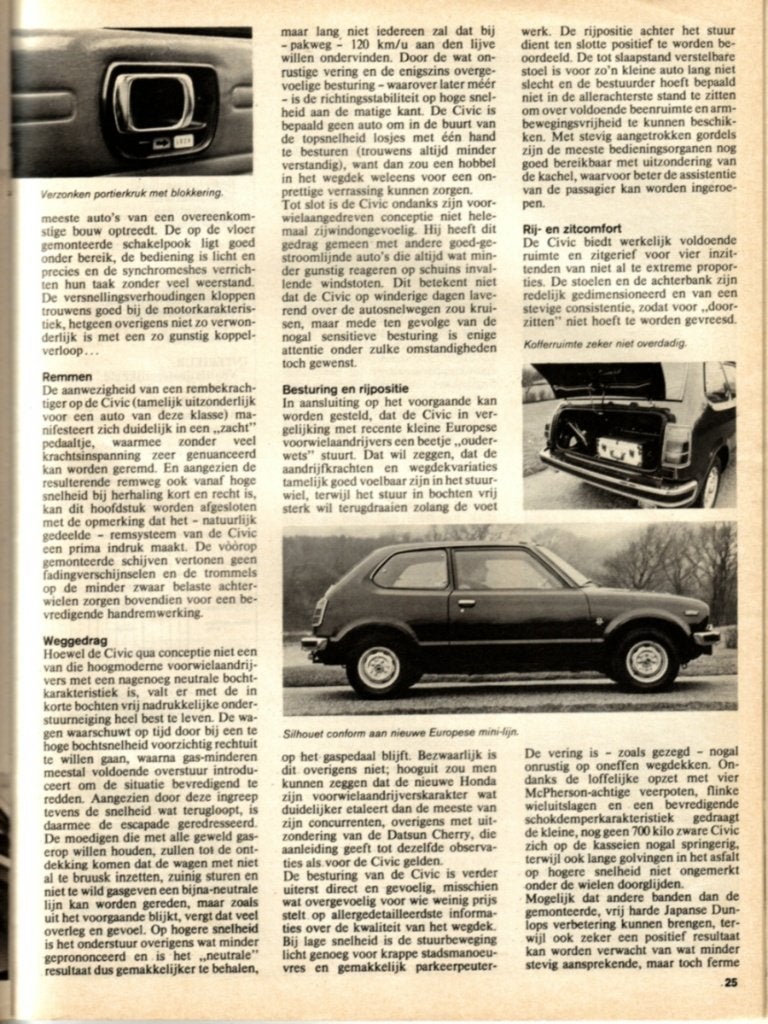 Autovisie test Honda Civic Maart 1973, Ophalen of Verzenden, Gelezen, Honda