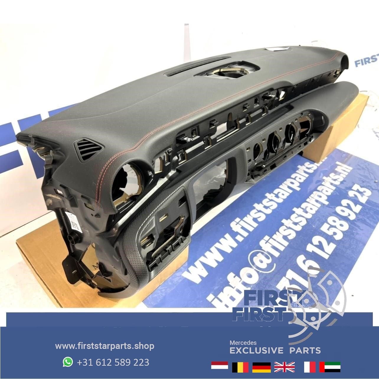 W177 ZWART AMG DASHBOARD met RODE STIK Mercedes A KLASSE 201
