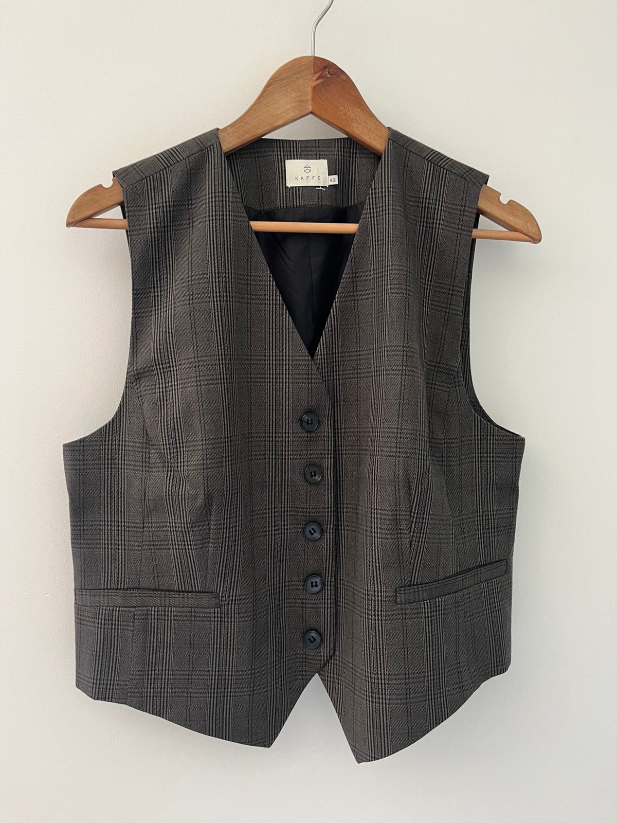 Grijs/zwart geruit Kadori gilet Kaffe, maat 42, Zwart, Maat 42/44 (L), Nieuw, Ophalen of Verzenden