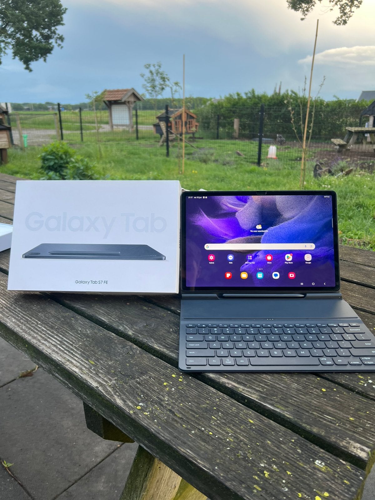 Samsung Galaxy Tab S7 FE + Origineel Toetsenbord + S Pen, Computers en Software, Android Tablets, Zo goed als nieuw, Wi-Fi, 11 inch