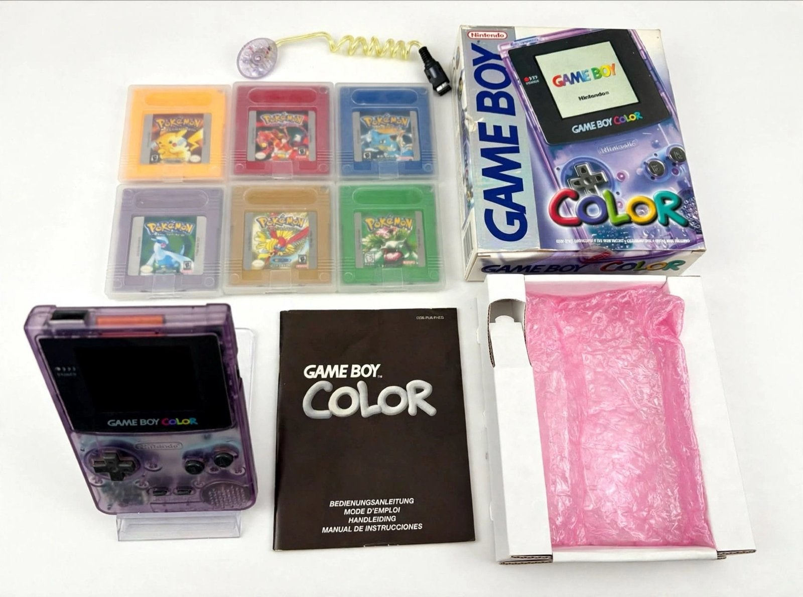 Nintendo Game Boy Color (Transparant Paars) met 6 games, Ophalen of Verzenden, Zo goed als nieuw, Game Boy Color, Met games