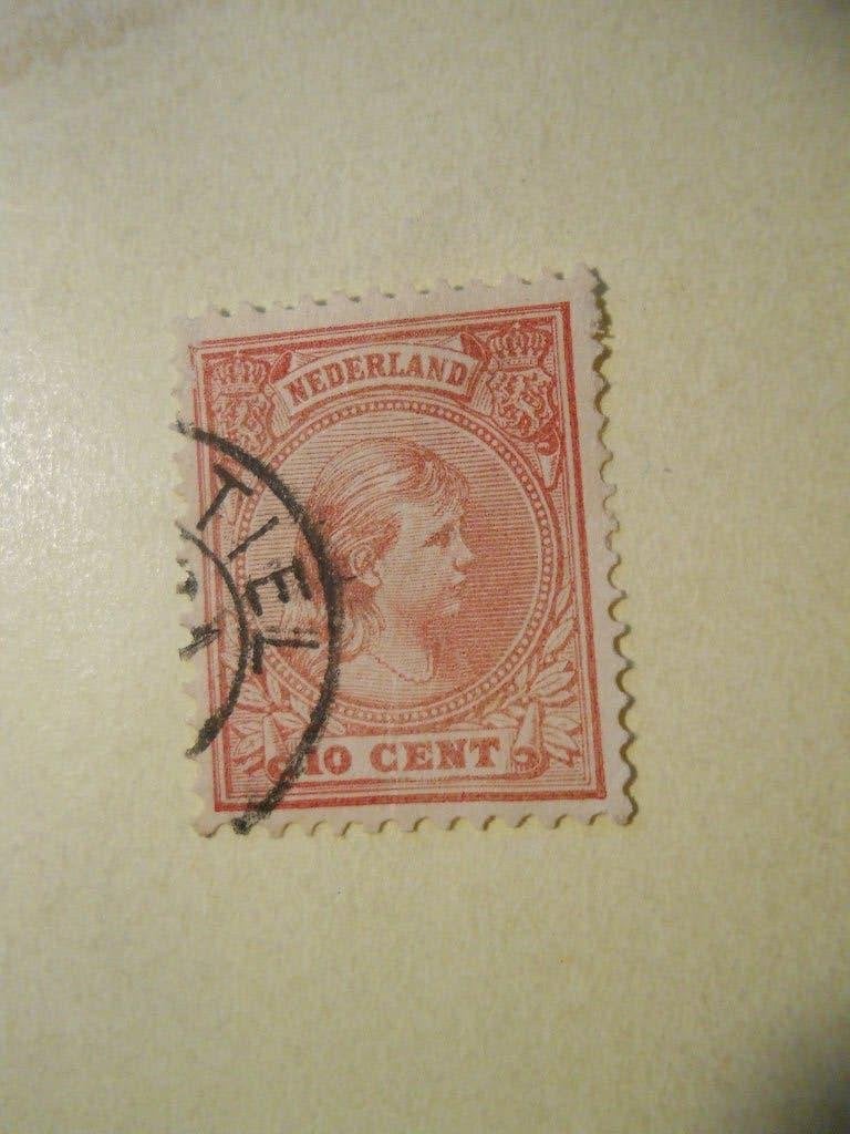 Nederland 1891 Koningin Wilhelmina Nvph.37C stempel Tiel, Postzegels en Munten, Postzegels | Nederland, Ophalen of Verzenden, T/m 1940