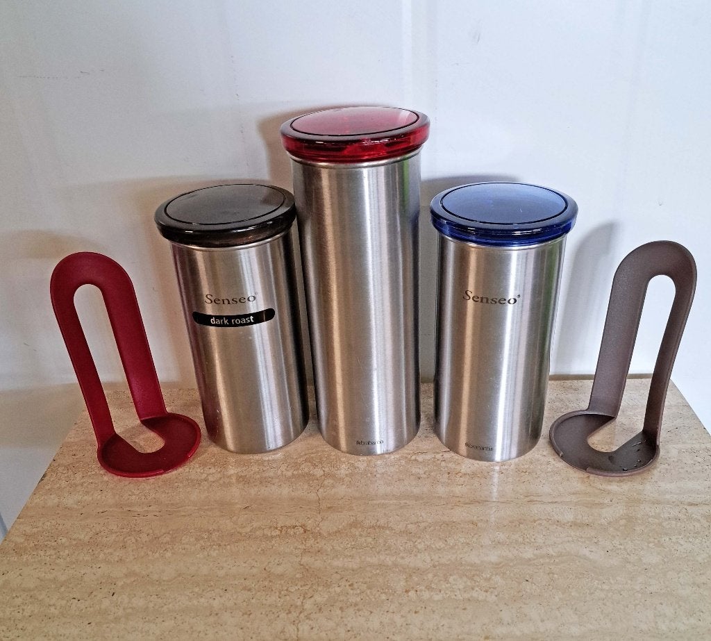 Brabantia Senseo pads voorraadbussen 3x, Zilver, Ophalen of Verzenden, Zo goed als nieuw, Voorraadpot