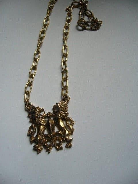 LEUKE VINTAGE KETTING MET 2 LEEUWEN, Verzenden, Overige materialen, Ketting