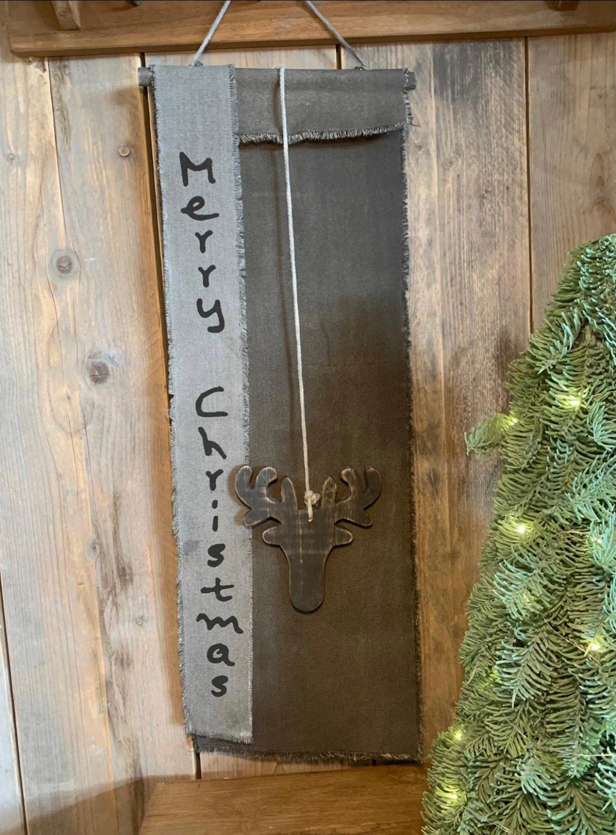 Linnen doek met houten rendier, -, -, Nieuw, Ophalen of Verzenden