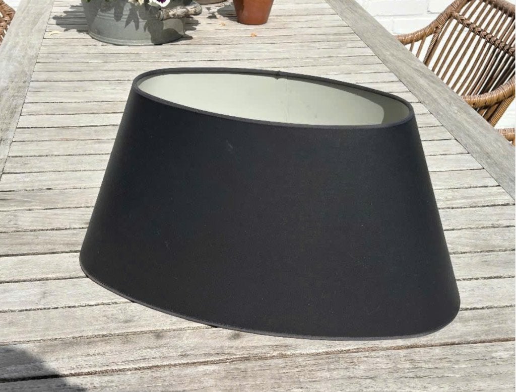 Zwart ovale lampenkap, Ophalen, Zwart, Zo goed als nieuw, Textiel