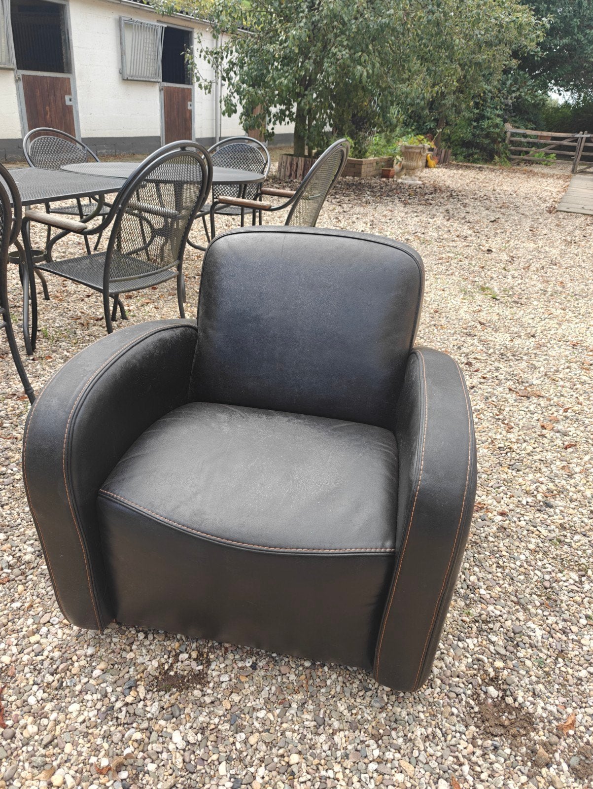 zware kwaliteit Leren Fauteuil, Ophalen, Gebruikt, 75 tot 100 cm, Leer