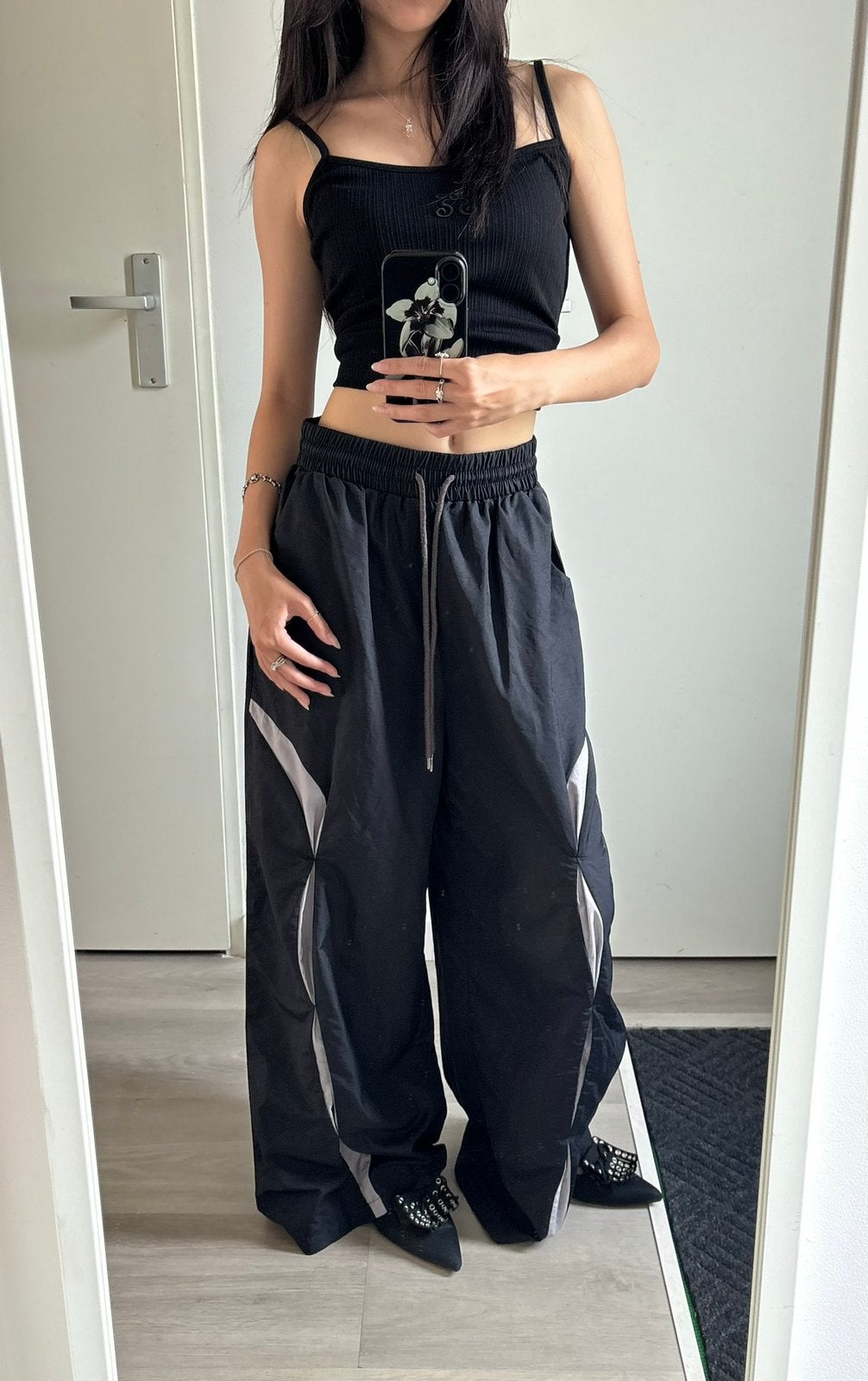 Subversive Wide Leg Track Pants - Black / Grey Contrast, Ophalen of Verzenden, Maat 36 (S), Zwart, Lang
