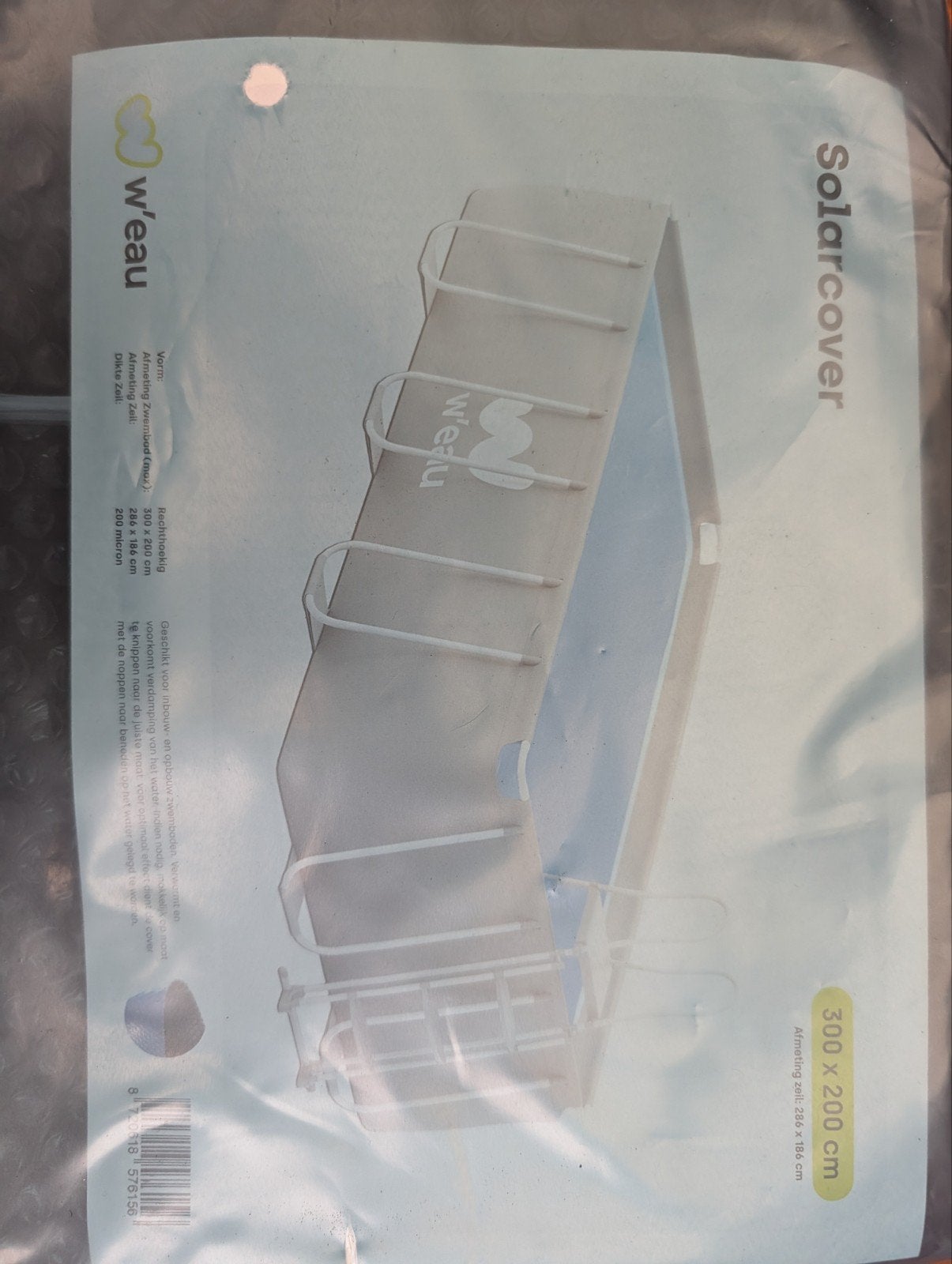 W'eau Solarcover 300x200 cm voor zwembad, Ophalen of Verzenden, Nieuw, Afdekzeil