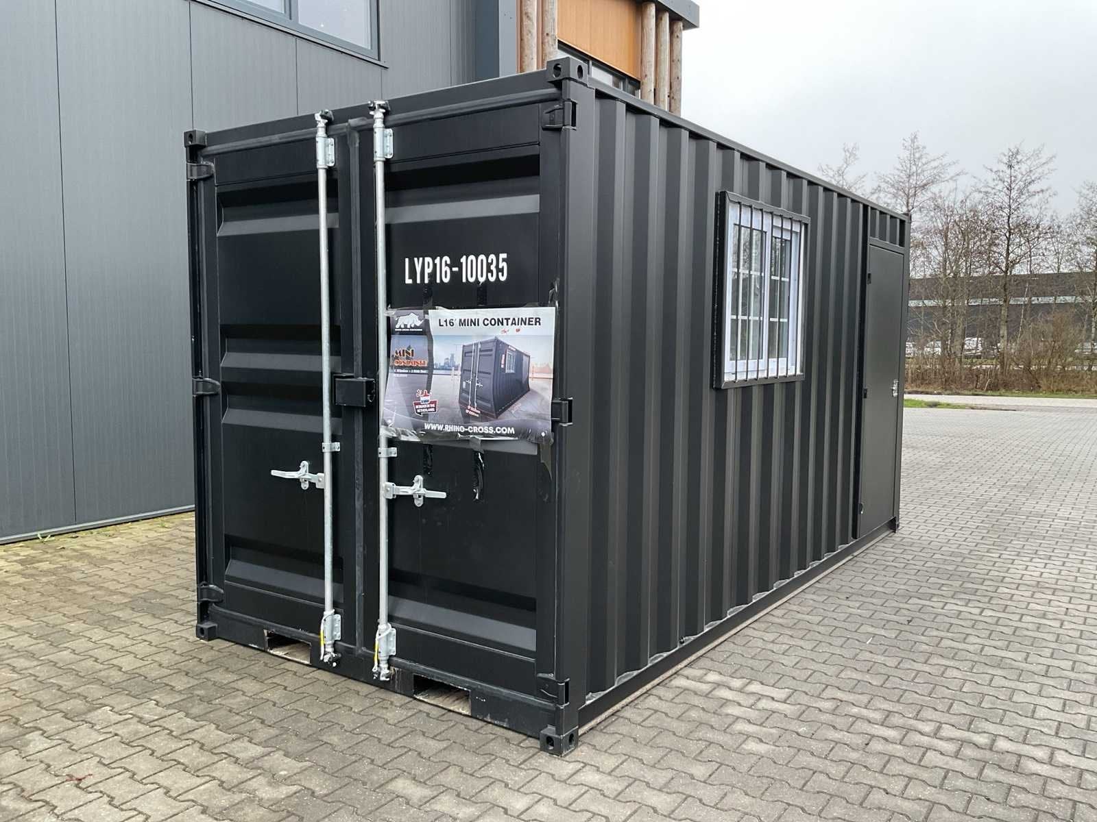 Rhino-Cross-Containers 16ft Mini container met deur en raam