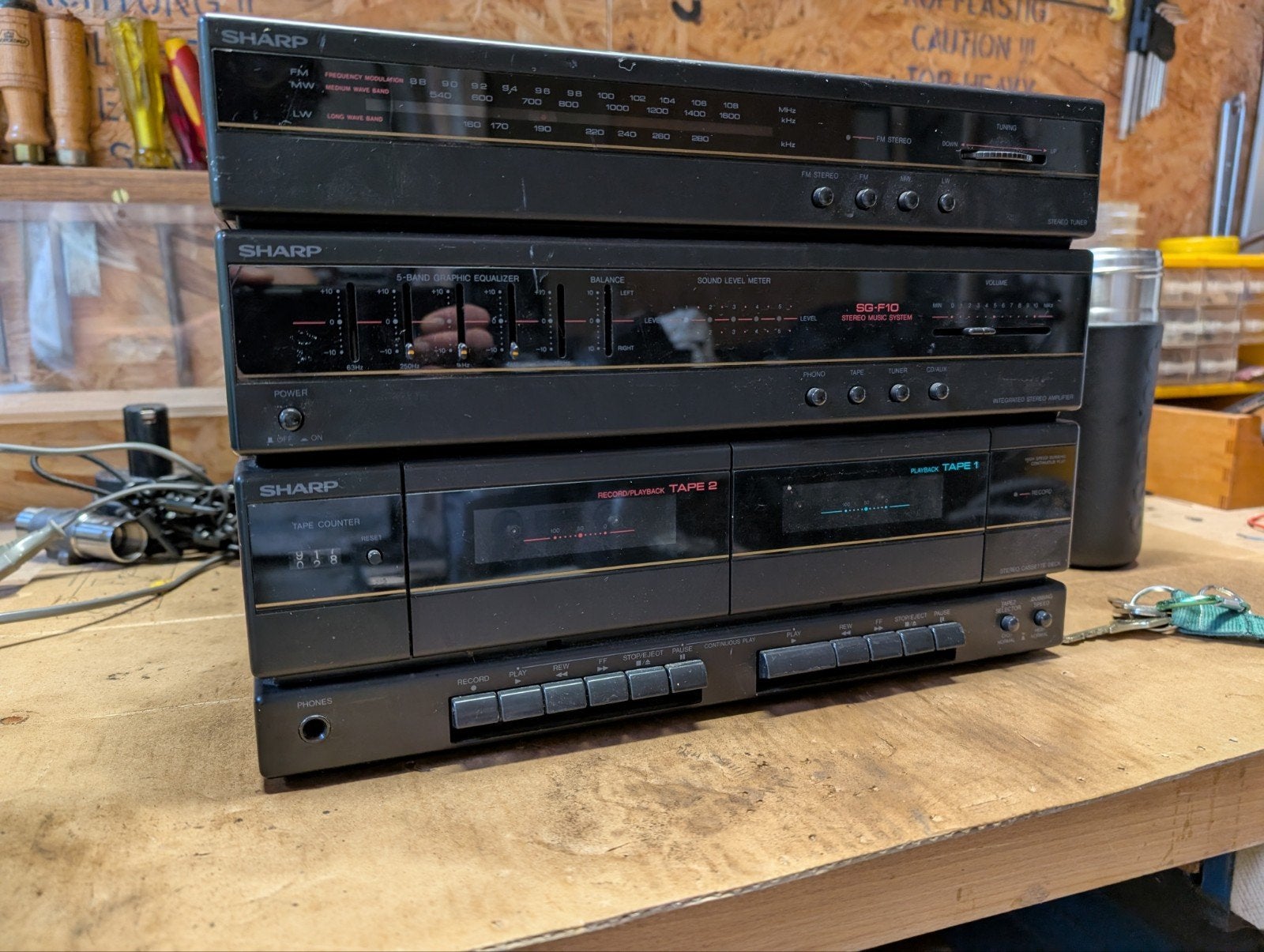 Sharp SG-F10H stereo music center 1985, niet getest, Ophalen of Verzenden, Cassettedeck