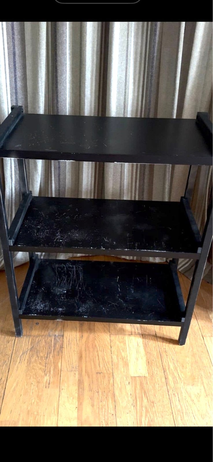 Zwart metalen rek met 3 planken 69 cm breed  36 cm diep, Ophalen, Gebruikt