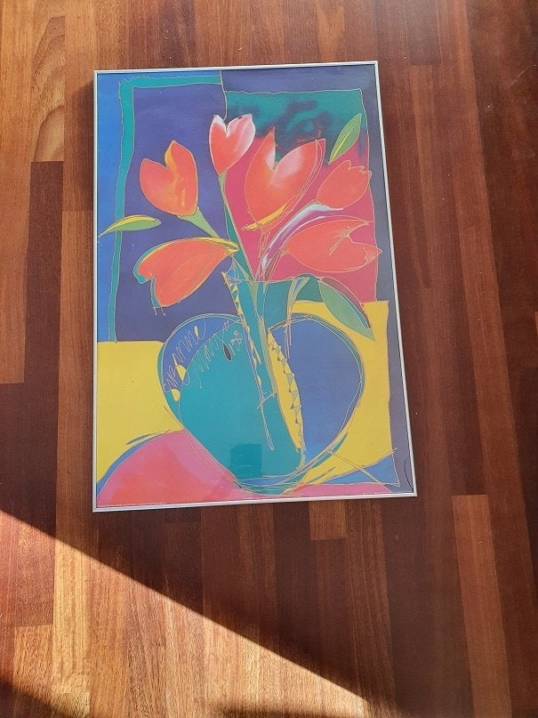 Kleurige / fleurige  Lithografische POSTER  - exploding tuli, Ophalen, Schilderij