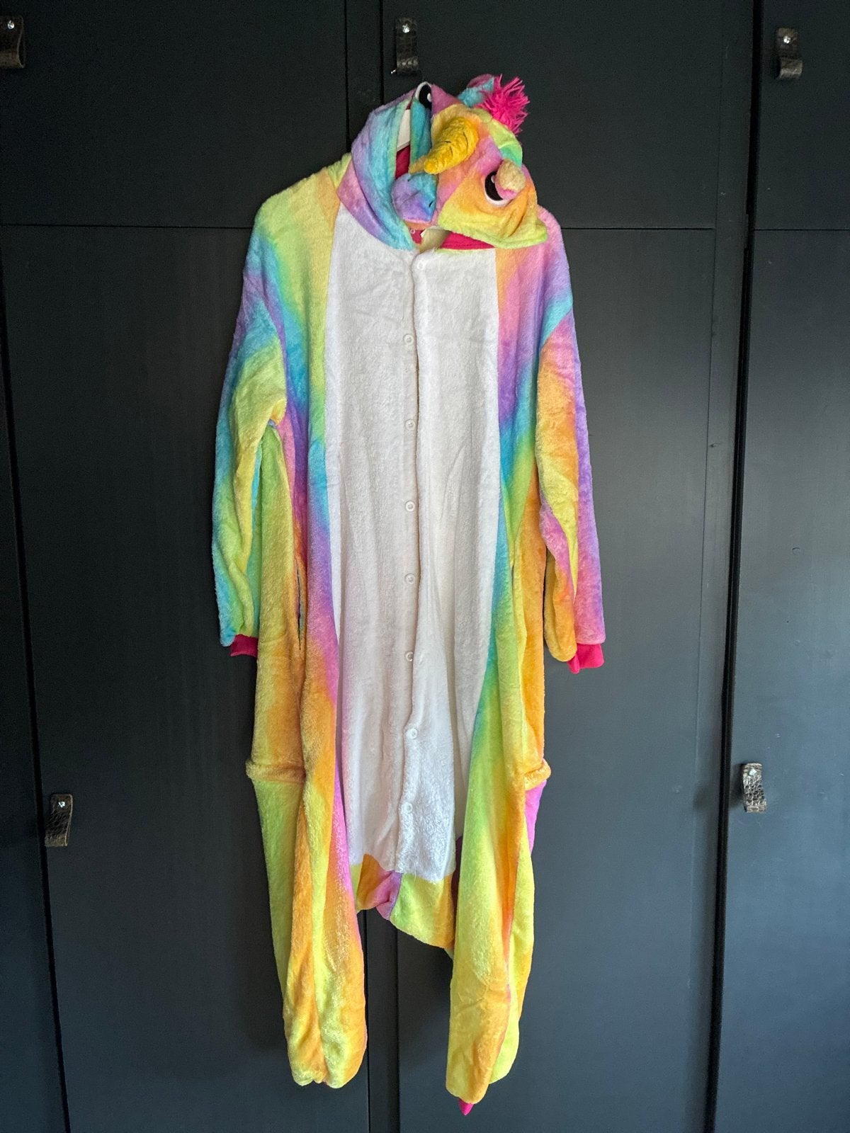 Unicorn Carnavals Pak Volwassenen - Regenboog Eenhoorn, Carnaval, Maat 42/44 (L), Ophalen of Verzenden, Zo goed als nieuw