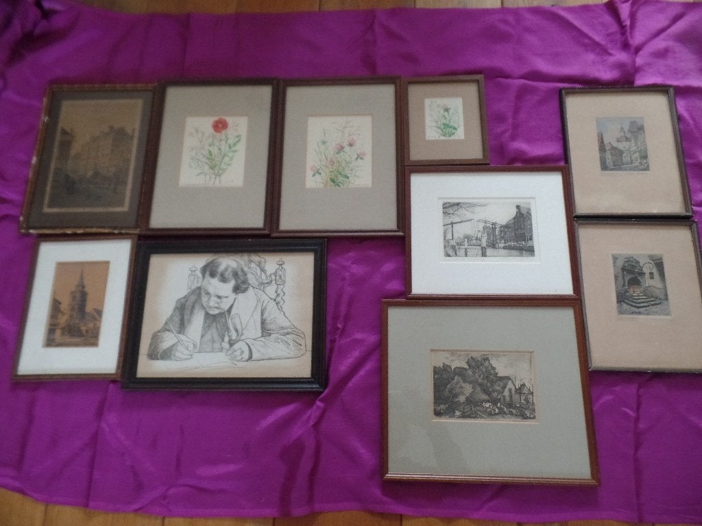 aquarel litho prent ets veth roorda langbroek arnhem, Dagelijks leven, Ophalen of Verzenden, Gesigneerd, 50 cm