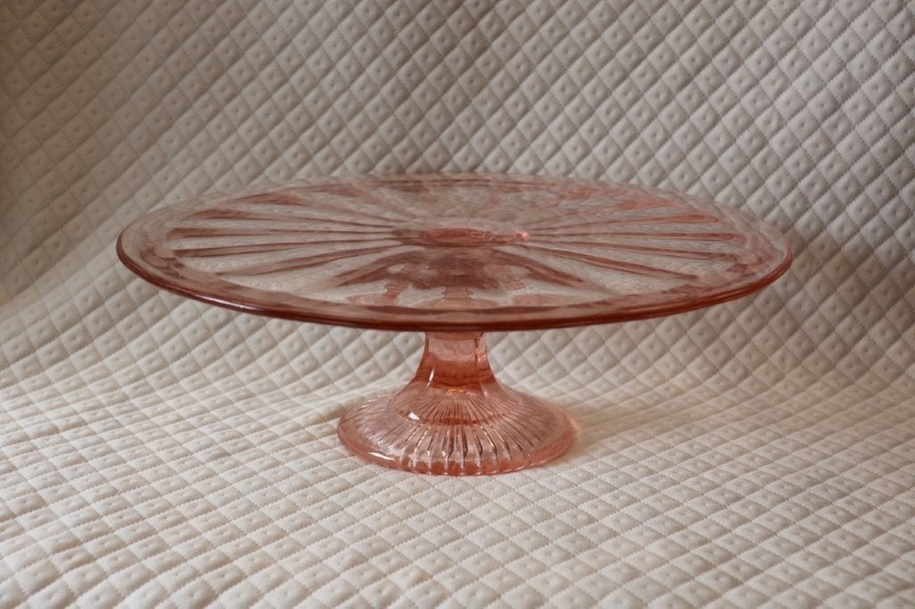 Vintage Roze persglas taartschotel, Antiek en Kunst, Antiek | Glas en Kristal, Ophalen of Verzenden