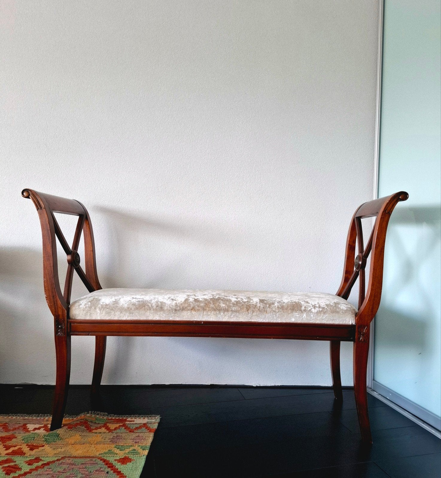 Antiek houten bankje (136x43x89), Antiek en Kunst, Ophalen