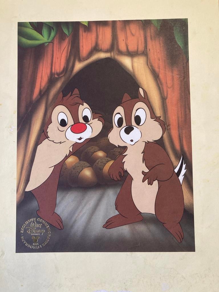 Disney Knabbel en Babbel lithografie 1995, Verzamelen, Disney, Gebruikt, Plaatje of Poster, Overige figuren, Ophalen of Verzenden