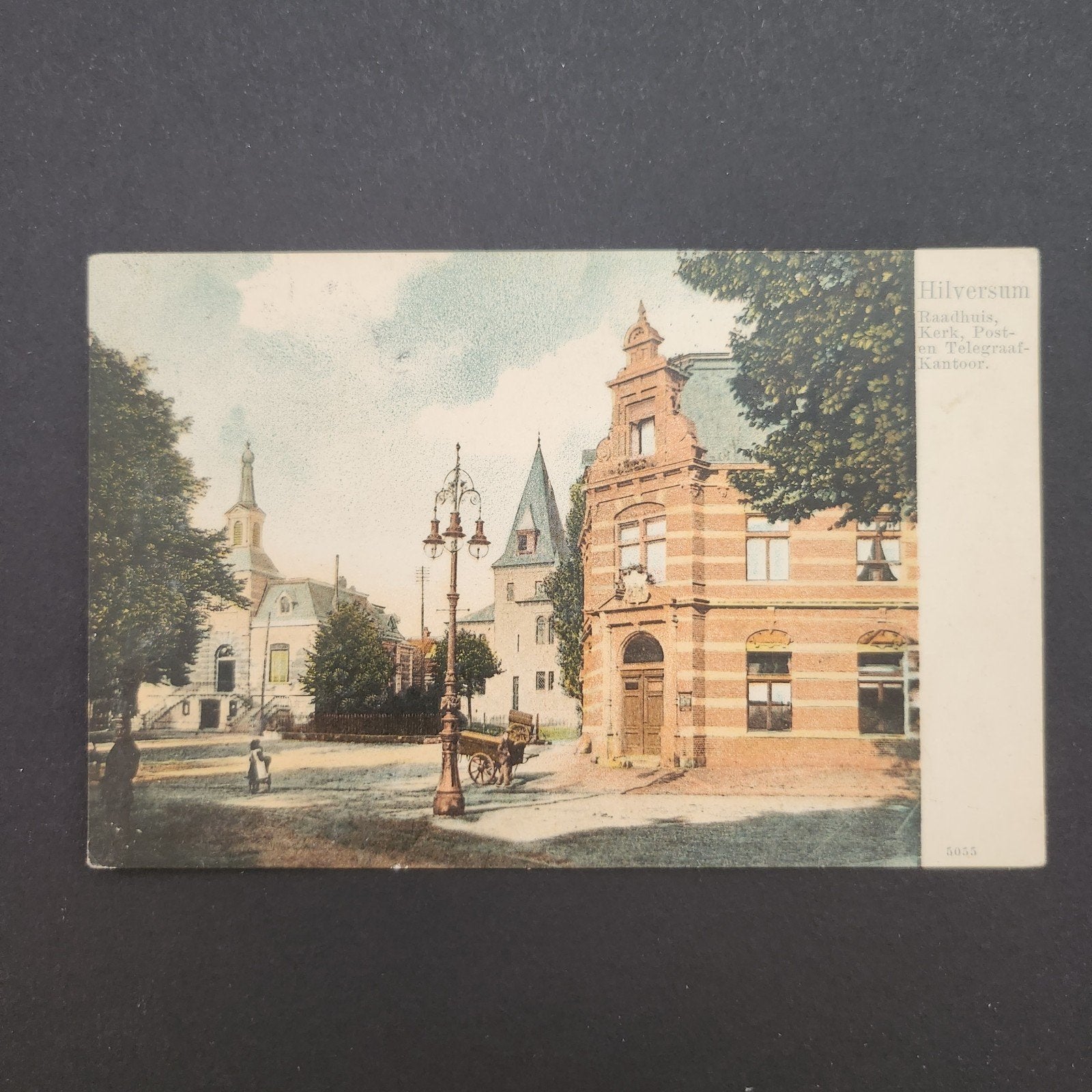 Oude Ansichtkaart Hilversum Raadhuis Kerk Postkantoor, Verzenden, Voor 1920, Gelopen, Noord-Holland