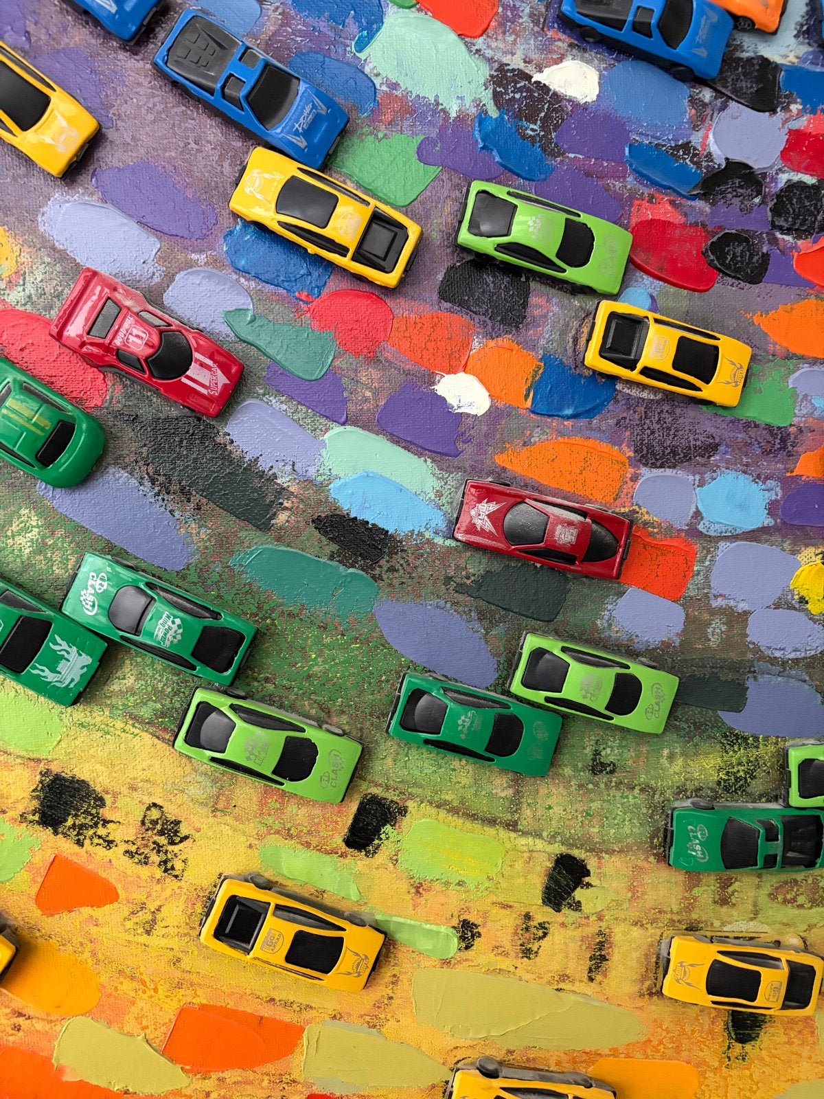 Uniek kunstwerk, schilderij met auto’s 3D, Ophalen