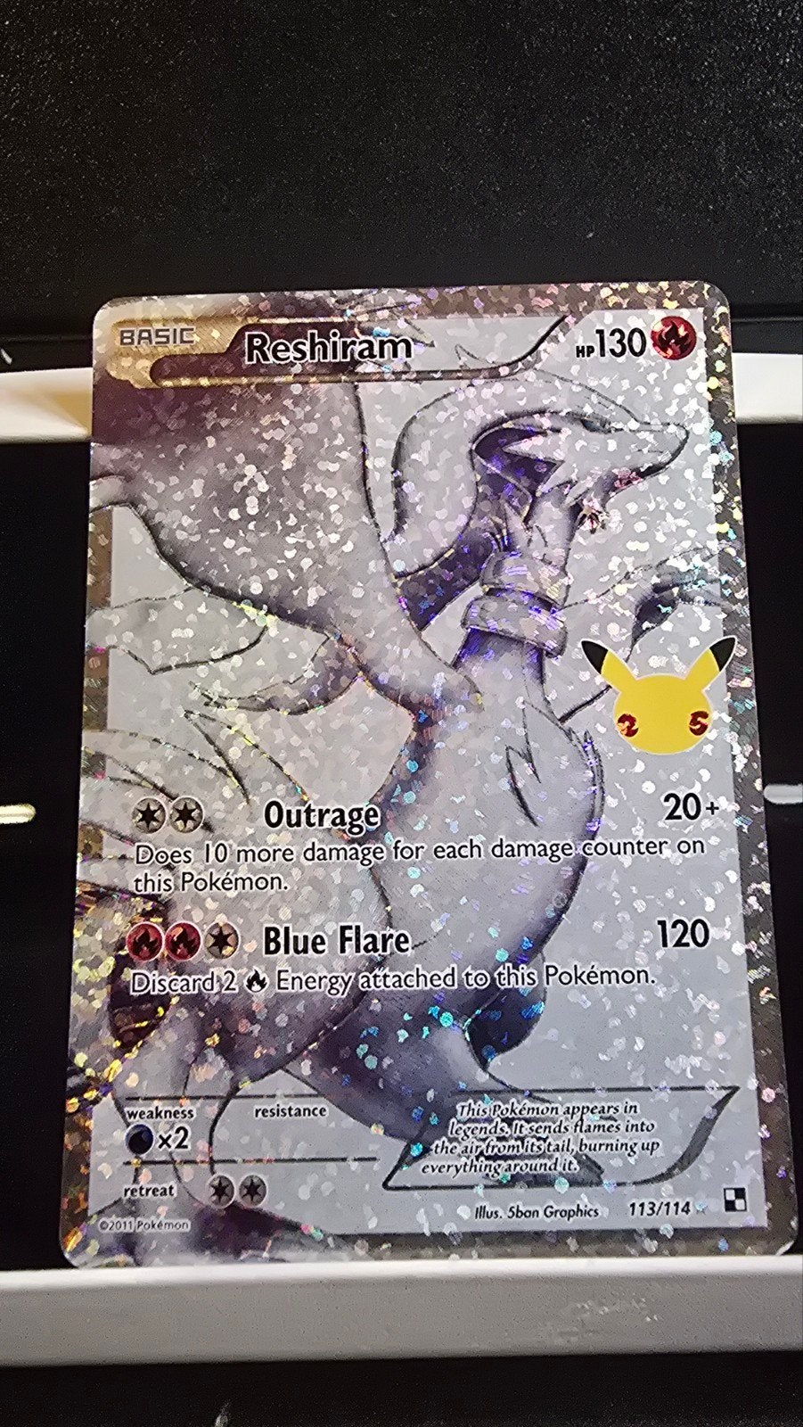 Reshiram 113/114 Black & White Full Art Foil, Ophalen of Verzenden, Zo goed als nieuw, Losse kaart, Foil