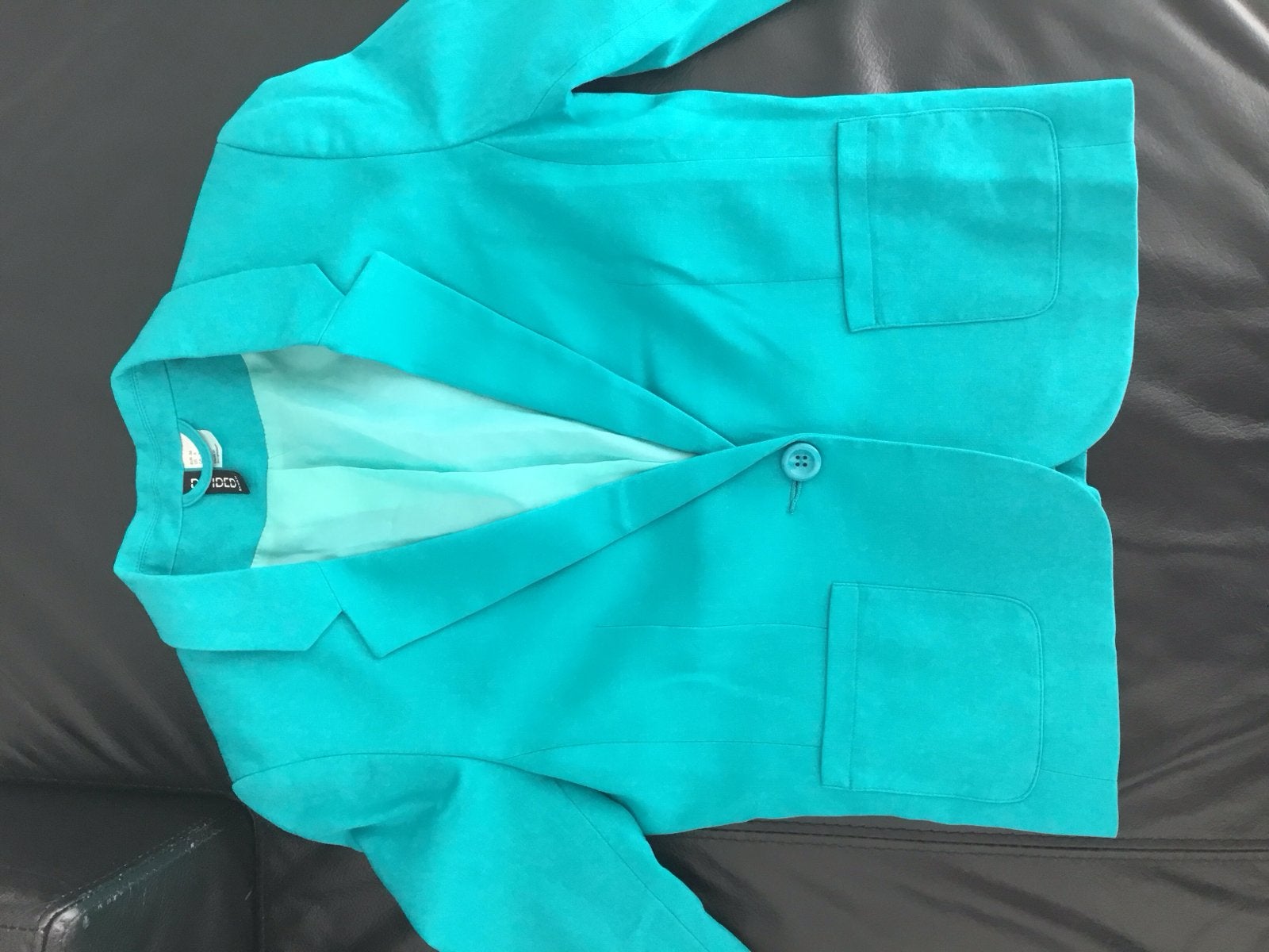 Turquoise Jasje van H&M Divided- Maat 36, Overige kleuren, Ophalen of Verzenden, Zo goed als nieuw, Jasje