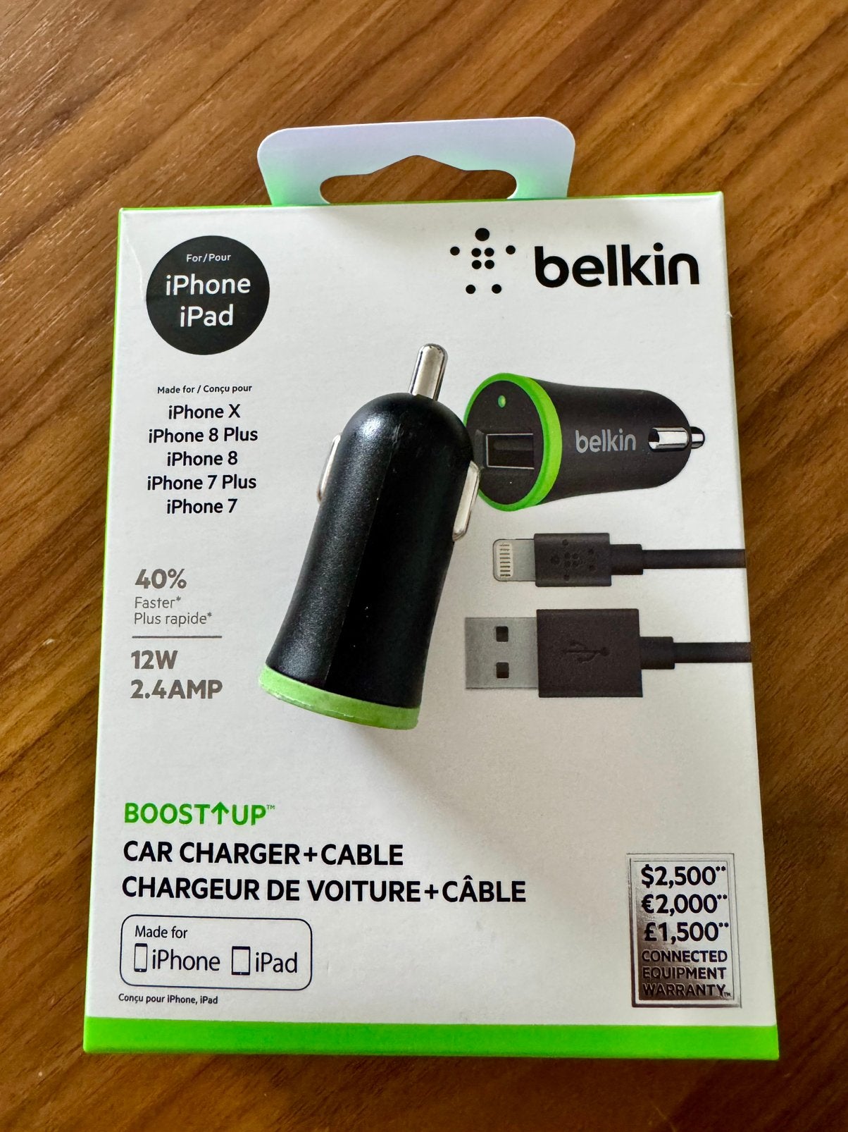 Belkin Boost up! Auto snellader - 12W - 2.4A, Telecommunicatie, Mobiele telefoons | Telefoon-opladers, Universeel, Ophalen of Verzenden