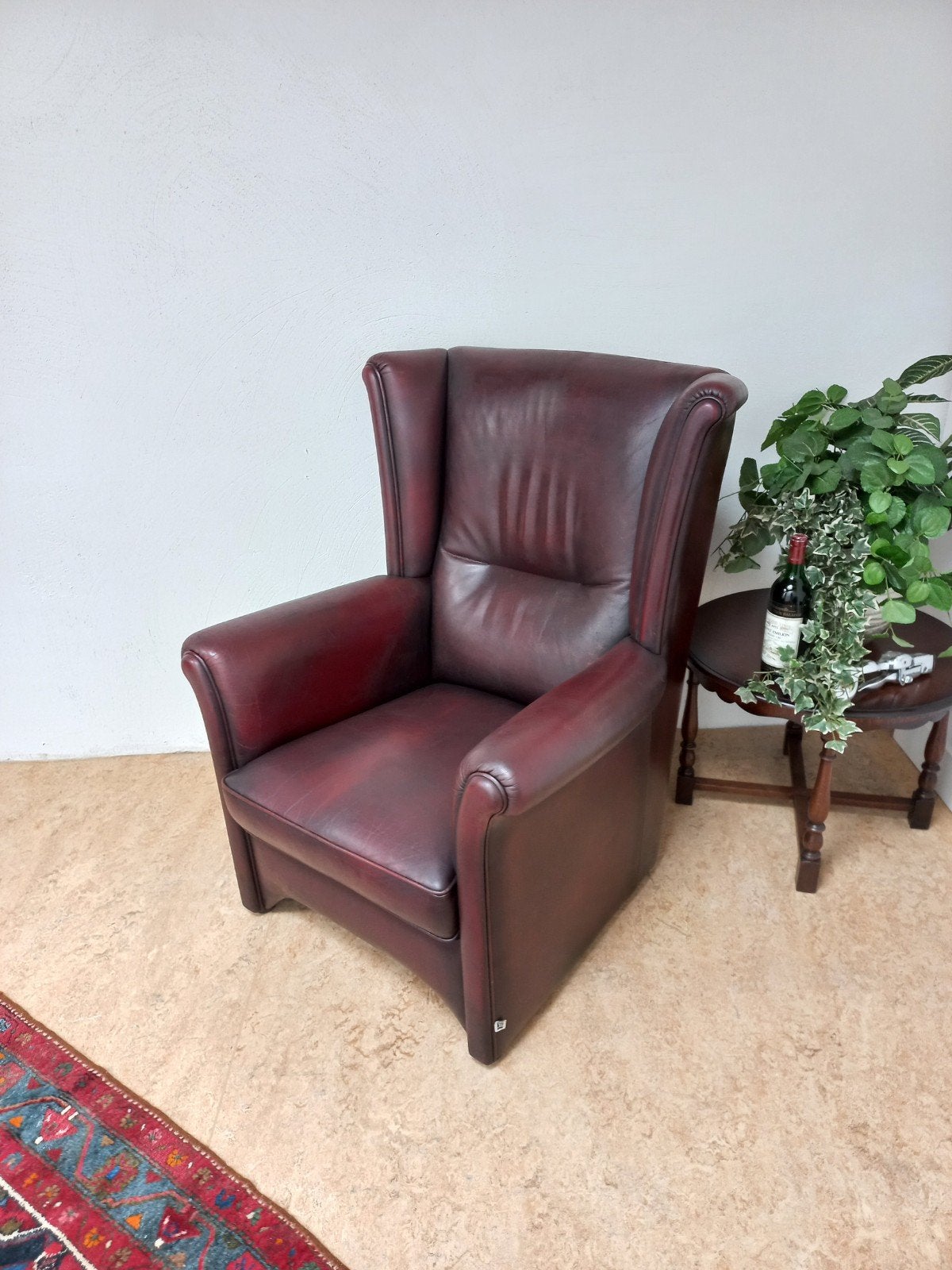 3b lederen oorfauteuil, Huis en Inrichting, Ophalen of Verzenden, Gebruikt, 75 tot 100 cm