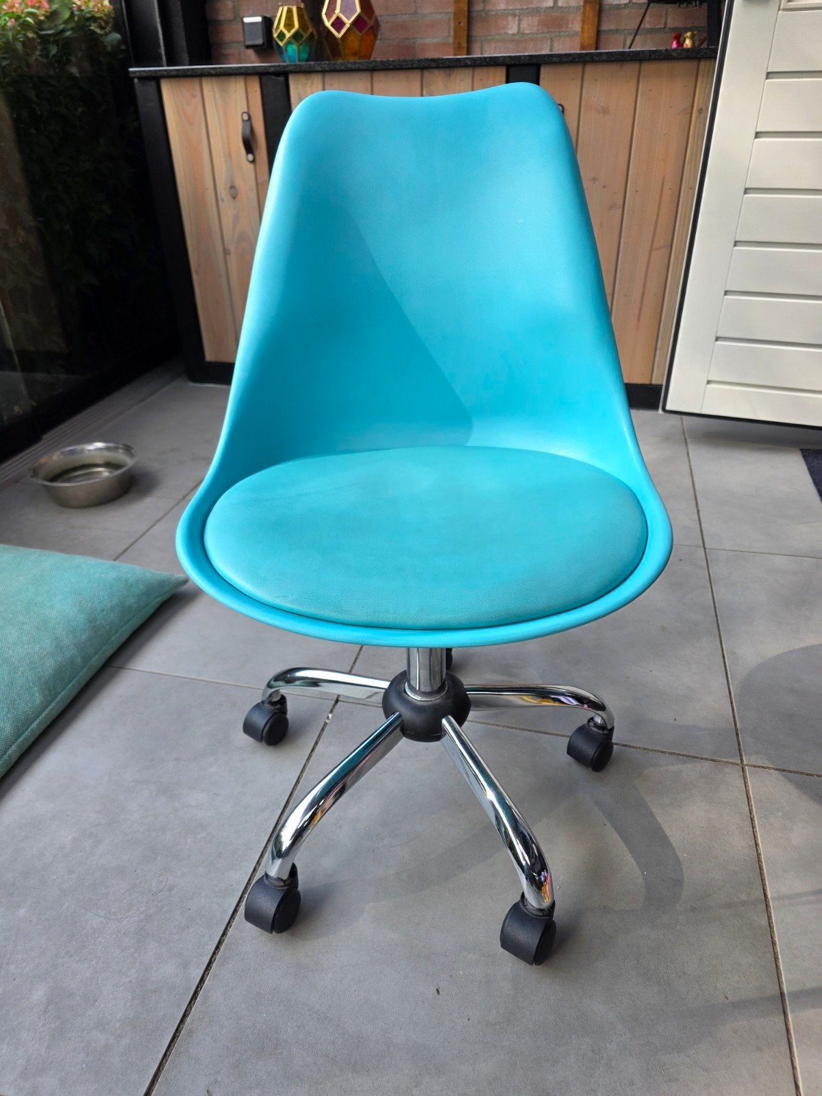 Turquoise/blauwe bureaustoel, Huis en Inrichting, Ophalen, Zo goed als nieuw, Blauw, Bureaustoel