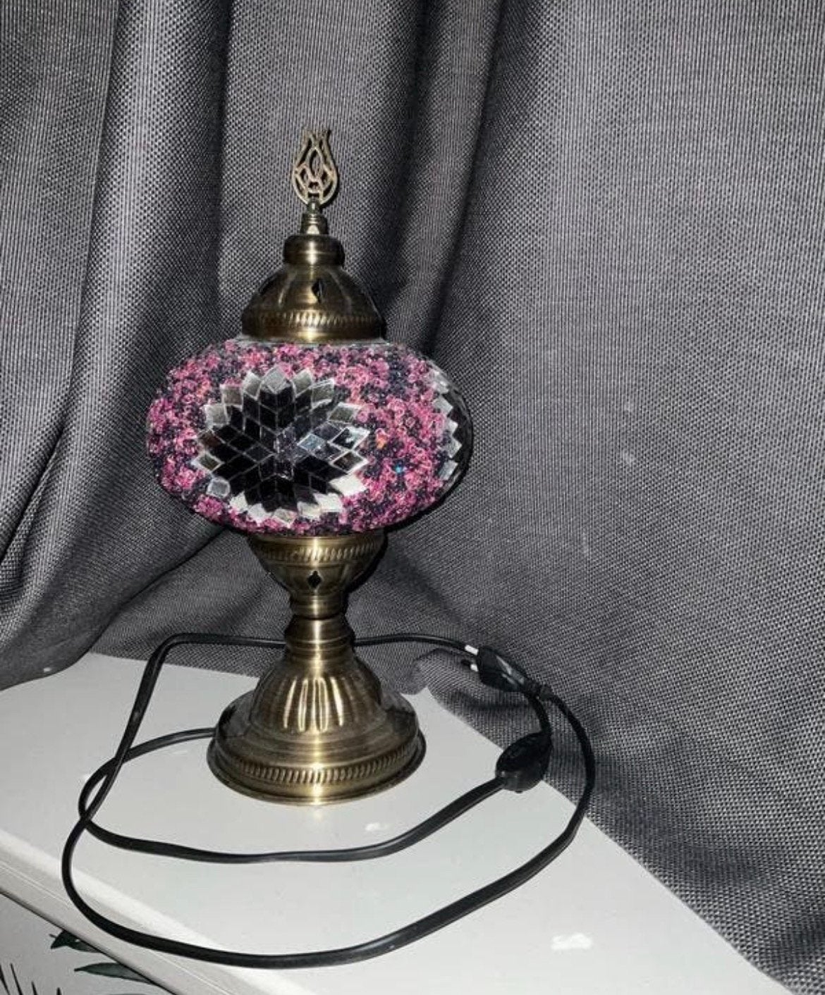 Roze mozaïek tafellamp, Huis en Inrichting, Lampen | Tafellampen, Roze, Ophalen of Verzenden, Zo goed als nieuw, Bureaulamp