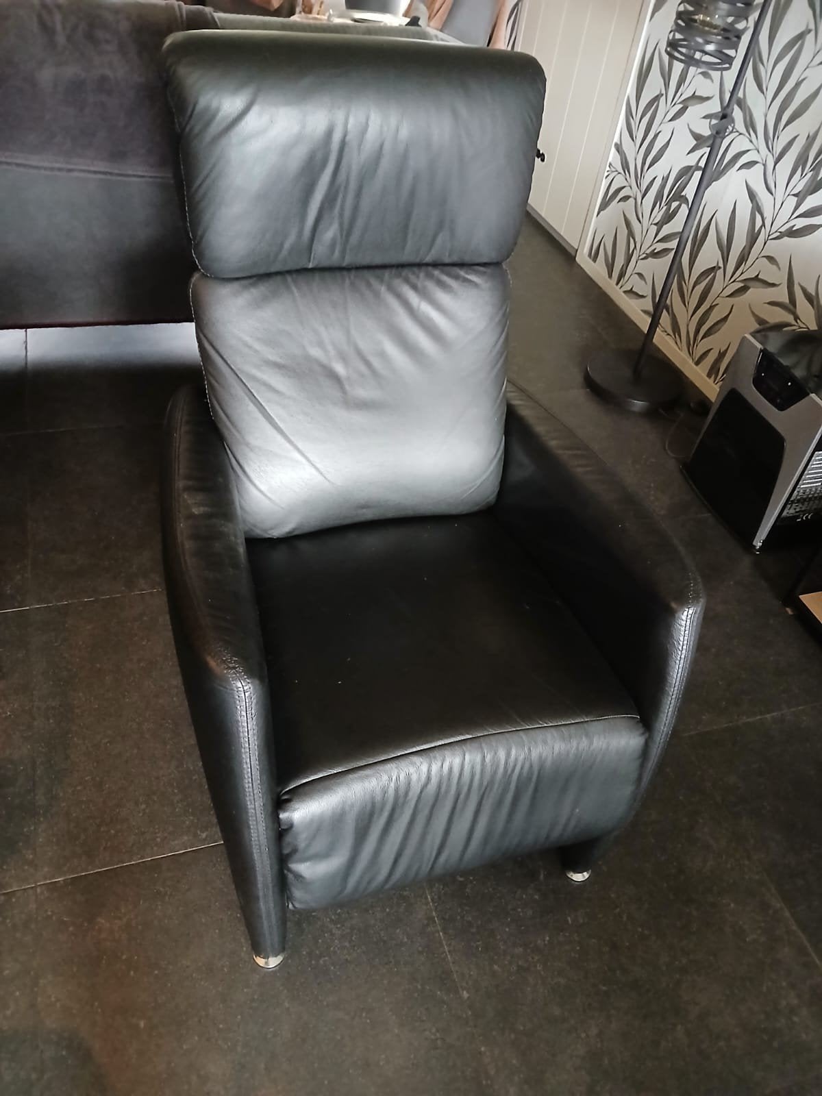 zwarte leren stoel, Huis en Inrichting, Ophalen, Gebruikt, Zwart, Leer