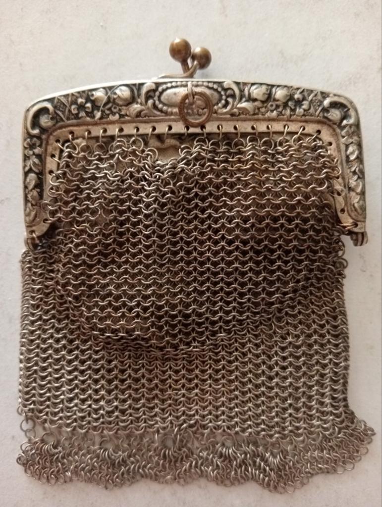 Antieke knipbeurs zilverkleurige portemonnee, Ophalen of Verzenden