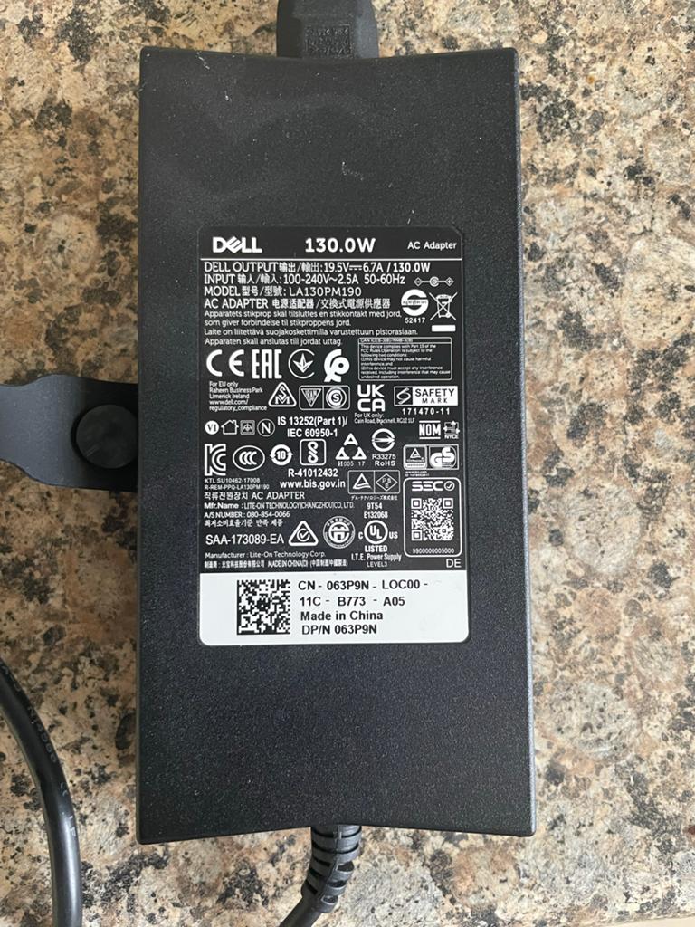 Dell 130W AC Adapter - Oplader voor Dell Laptops, Computers en Software, Laptop-opladers, Ophalen of Verzenden, Zo goed als nieuw