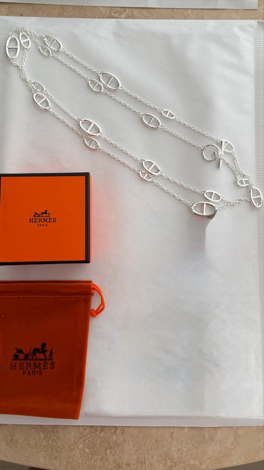 Hermès Farandole ketting zilver, Ophalen of Verzenden, Zo goed als nieuw, Zilver