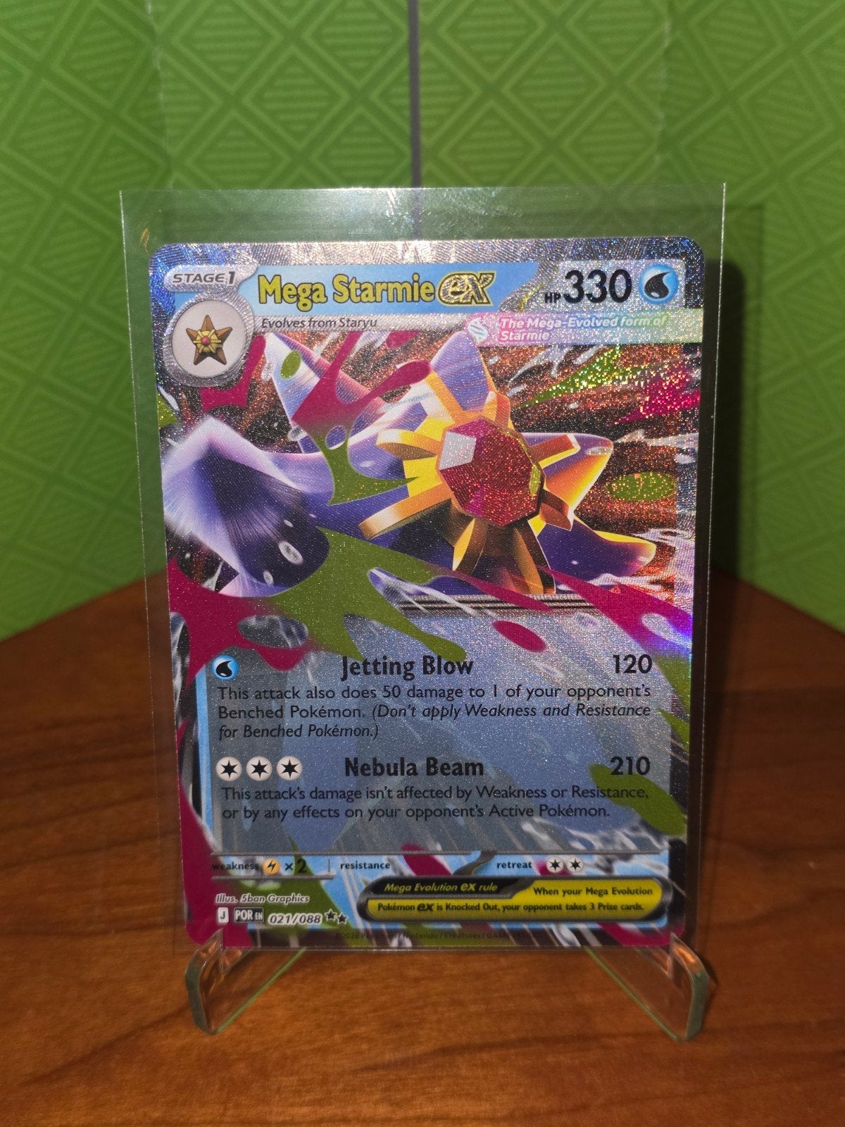 Mega Starmie Ex 021 Pokemon Perfect Order POR, Ophalen of Verzenden, Zo goed als nieuw, Losse kaart