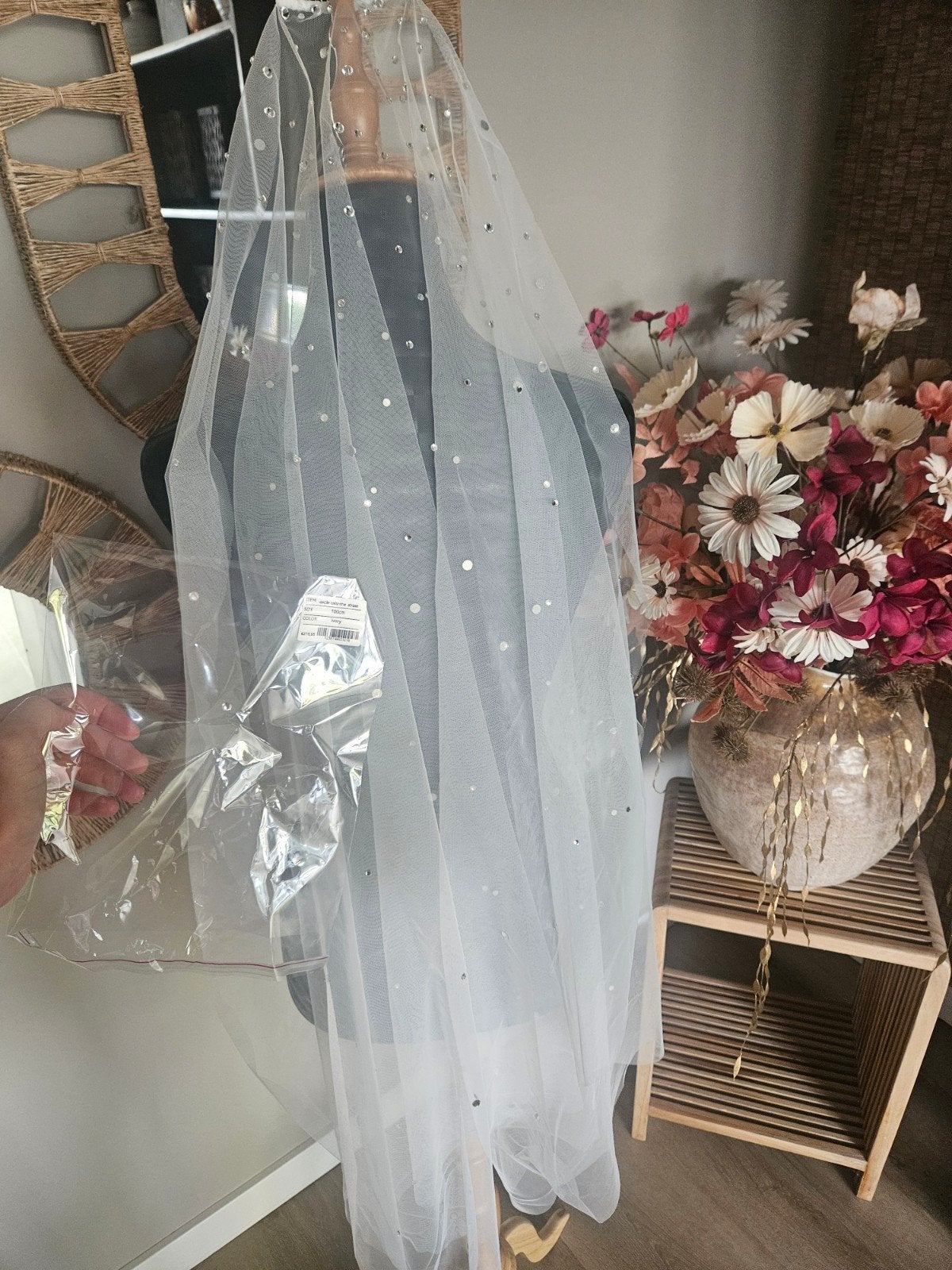 prachtige sluier strass steentjes cecile ivory, Ophalen of Verzenden, Nieuw, Wit, Accessoires