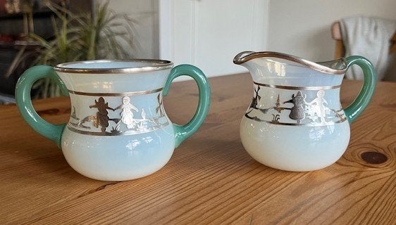 Biedermeier Roomstel van Opalineglas, Antiek en Kunst, Ophalen of Verzenden
