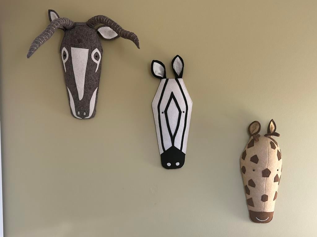 Kids Depot Dierenkoppen (wanddecoratie) 3 stuks, Kinderen en Baby's, Kinderkamer | Inrichting en Decoratie, Ophalen, Zo goed als nieuw