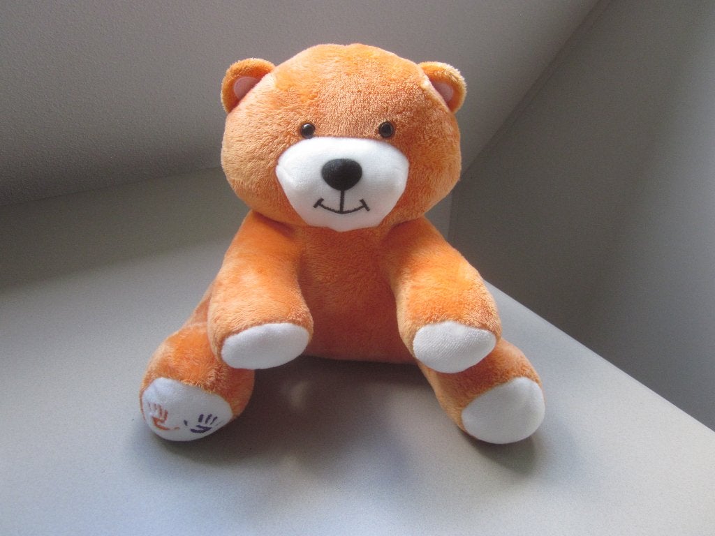 Stichting Kinderen Kankervrij KIKA oranje-wit pluche beer, Oranje, Overige merken, Overige karakters, Beer
