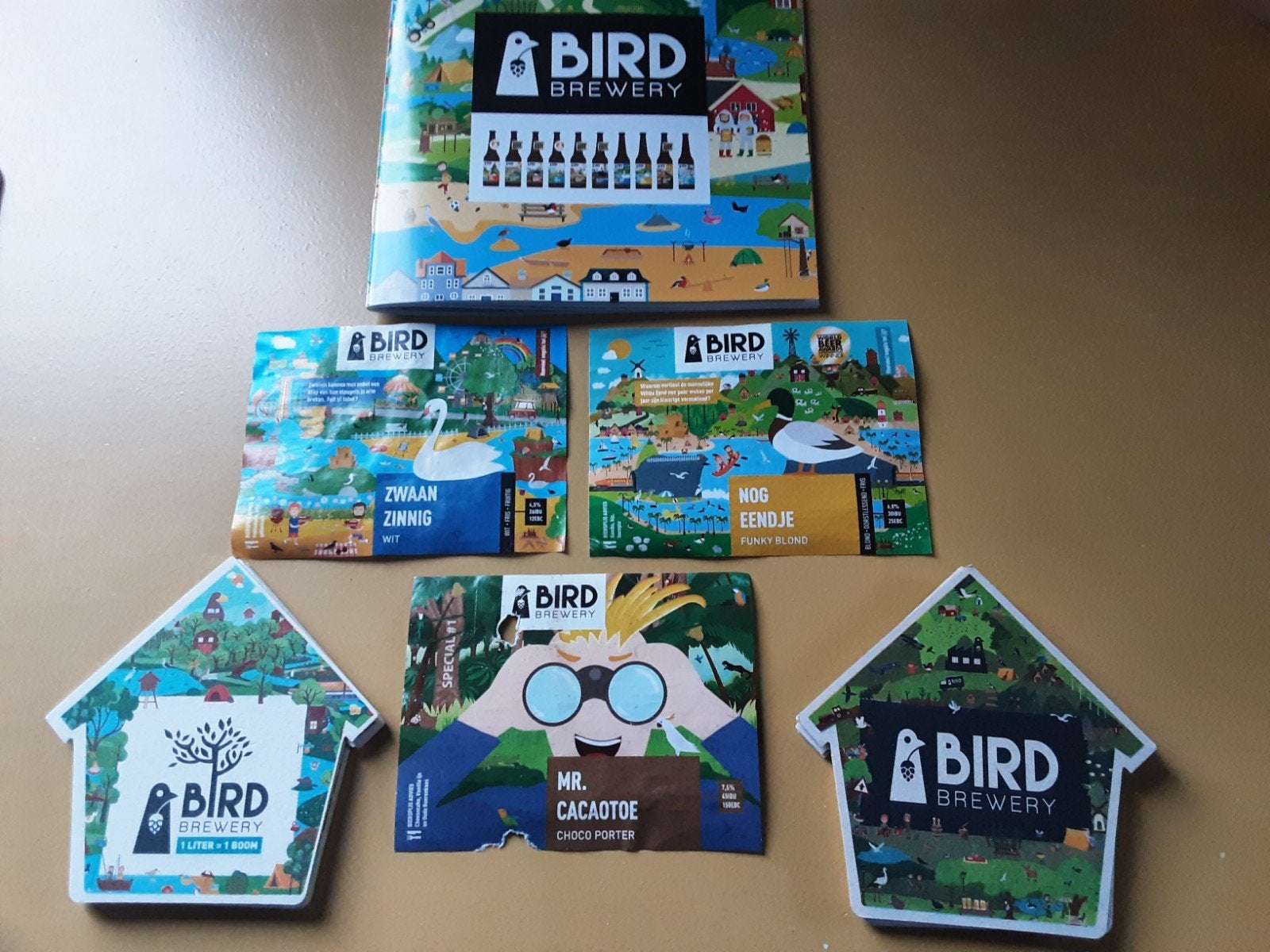 Bird Brewery bieretiketten, bierviltjes en info boekje, Verzamelen, Ophalen of Verzenden, Zo goed als nieuw, Overige typen, Overige merken