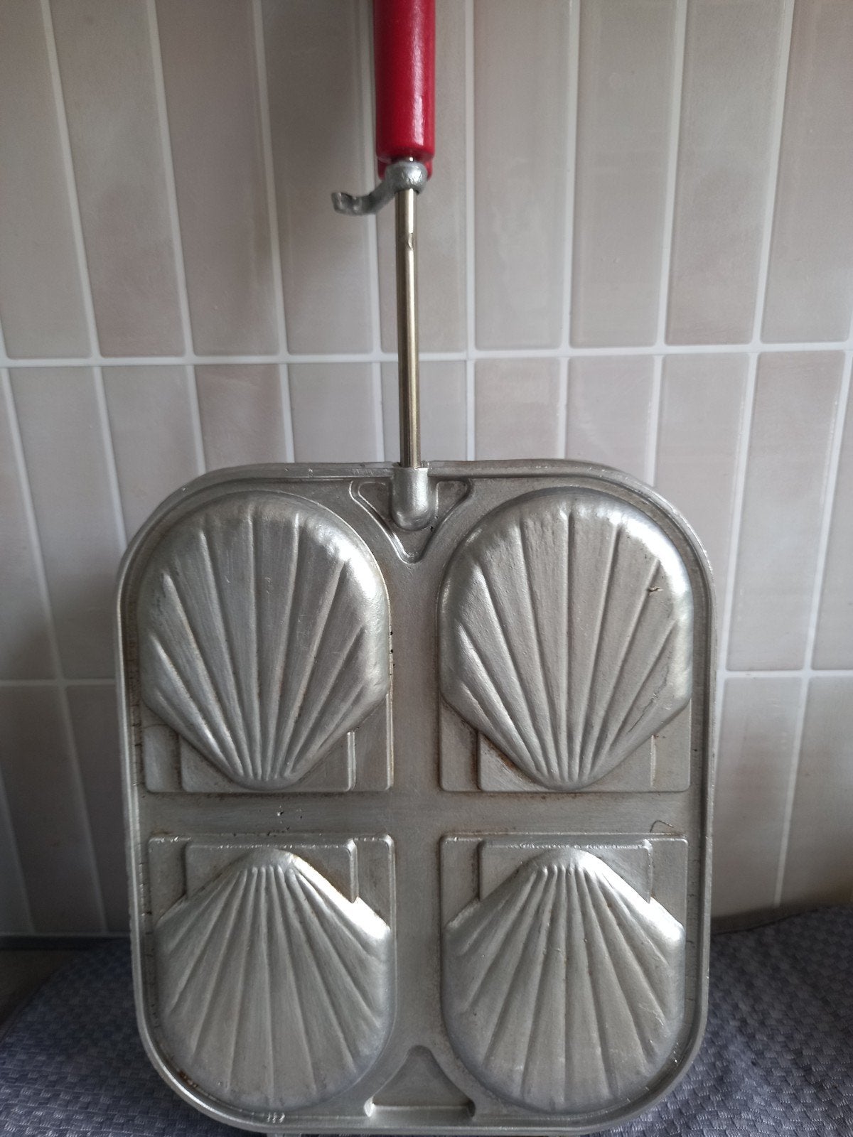 Vintage retro Frans tostie ijzer schelp 4 persoons, Ophalen of Verzenden, Nieuw