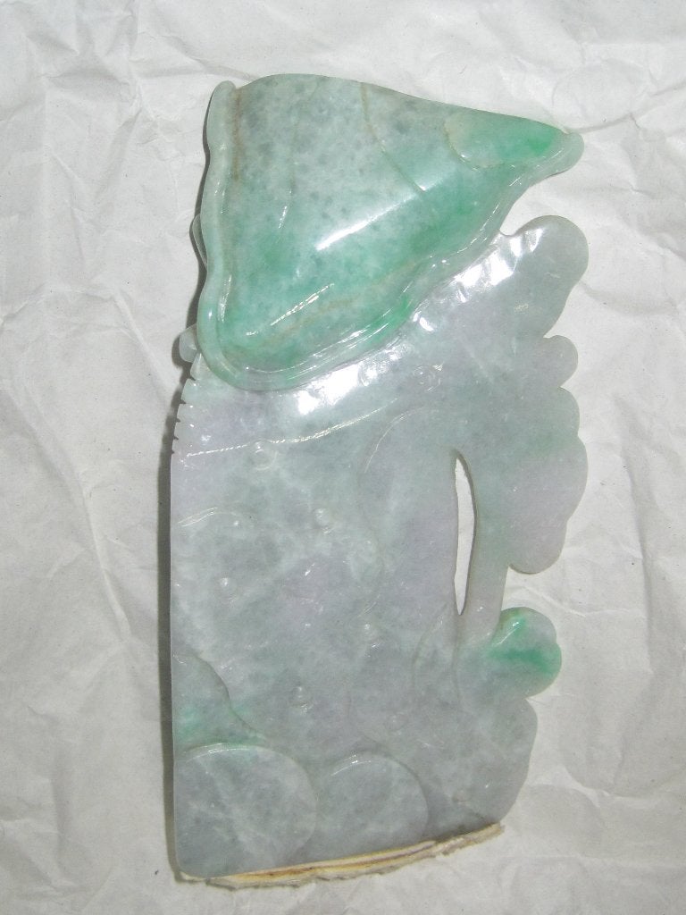 Handgesneden Chinese Jade opspringende vis sculptuur 17,5cm, Ophalen, Natuurlijk materiaal, Groen, China