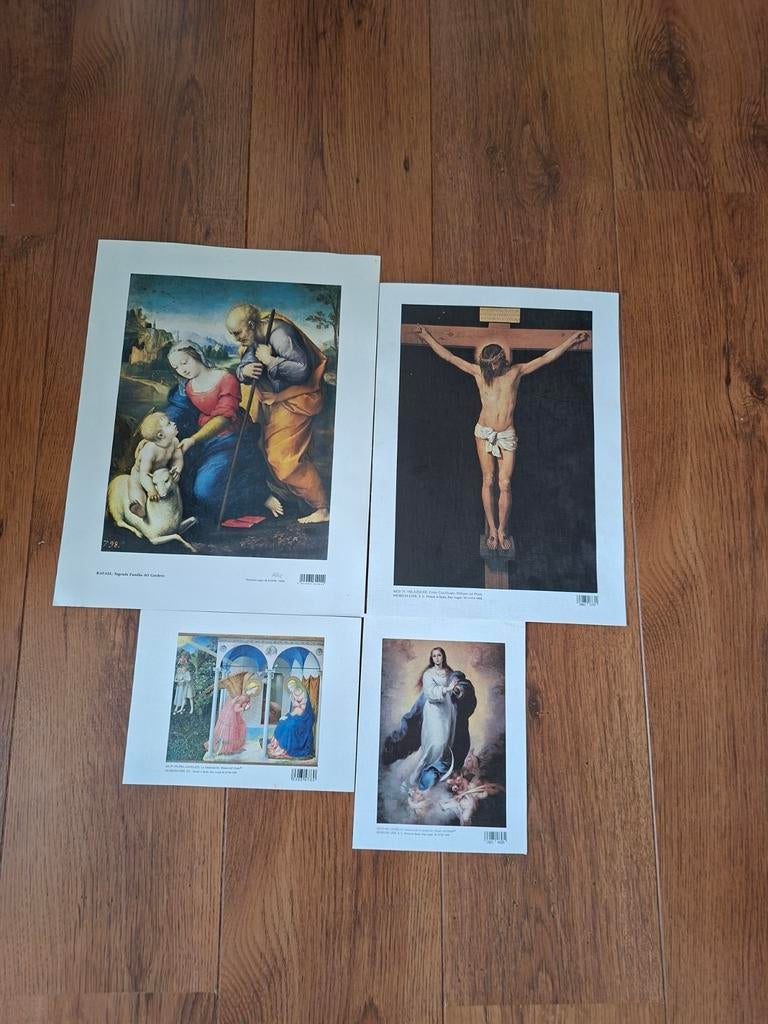 Set van 4 religieuze schilderij reproducties, Ophalen of Verzenden