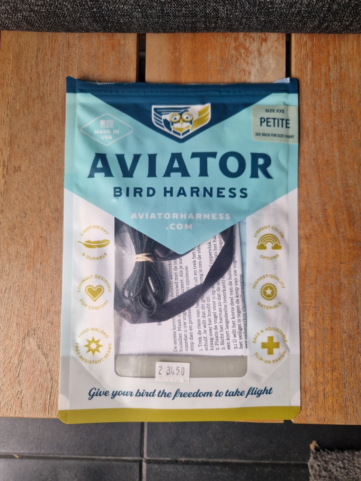 The Aviator Bird Harness - Maat Petite (XXS) - Zwart, Dieren en Toebehoren, Vogels | Toebehoren, Ophalen of Verzenden, Nieuw, Overige typen