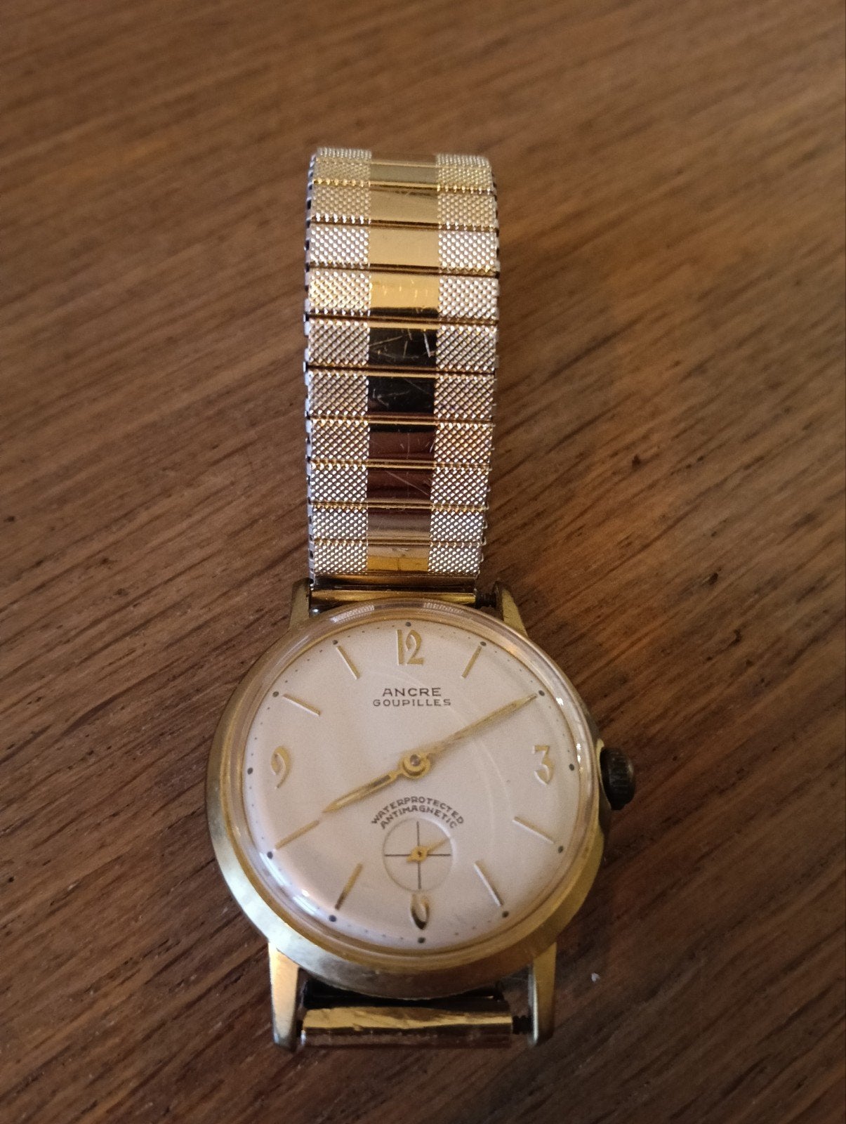 Vintage Ancre Souplles Polshorloge - Batterij defect, Overige merken, Polshorloge, Met bandje, Goud