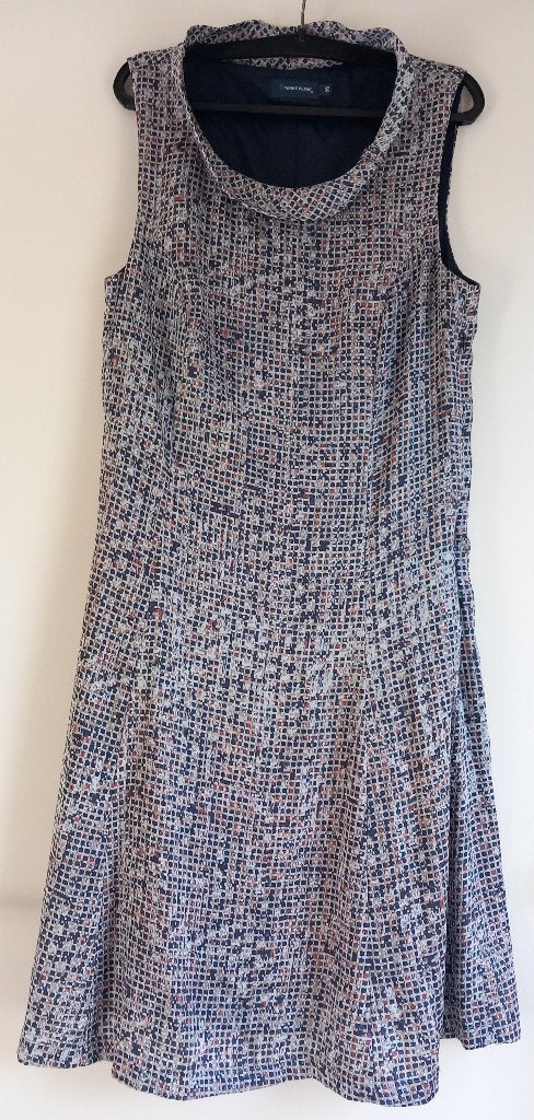 Terre Bleue lichtblauwe, mouwloze, geruite jurk-EU38, Maat 38/40 (M), Blauw, Ophalen of Verzenden, Zo goed als nieuw