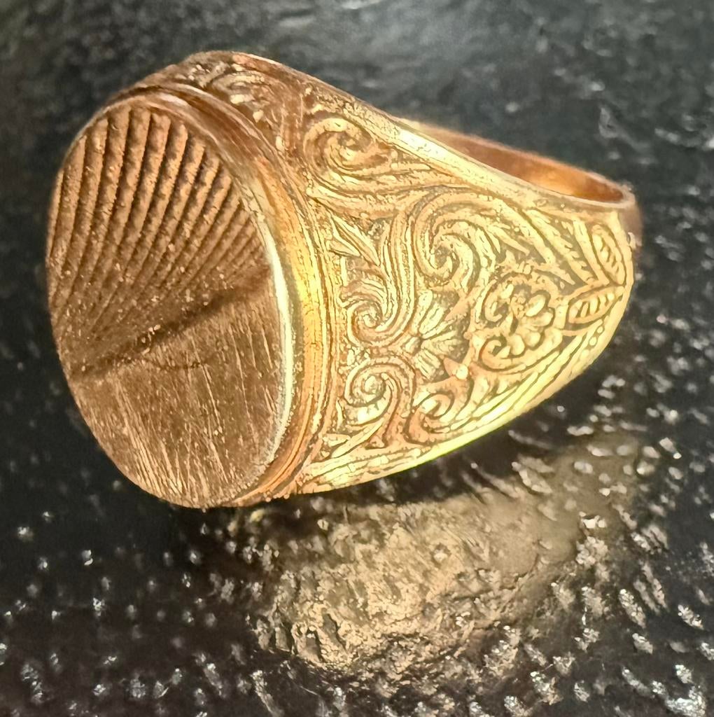 18k geelgouden zegelring, Sieraden, Tassen en Uiterlijk, Ringen, Ophalen, Zo goed als nieuw, Goud, Heer
