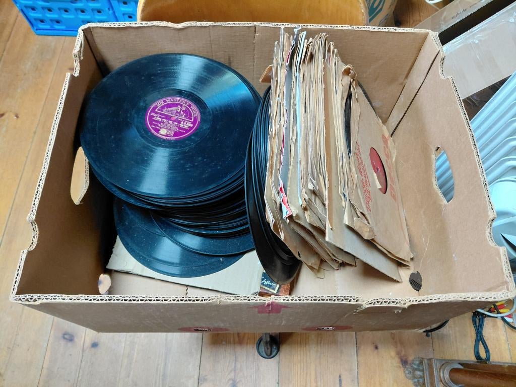 Bananendoos vol 78 toeren Shellac platen, Cd's en Dvd's, Vinyl | Overige Vinyl, Ophalen, Voor 1960, Gebruikt, 10 inch