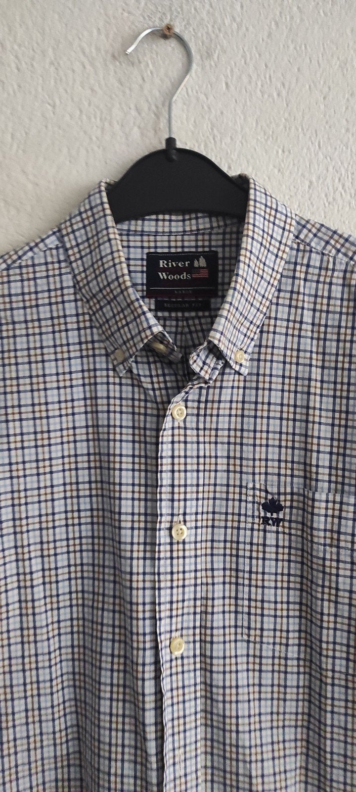River Woods Geruit Overhemd Korte Mouw - Maat L, Kleding | Heren, Overhemden, Meerkleurig, Ophalen of Verzenden, Zo goed als nieuw