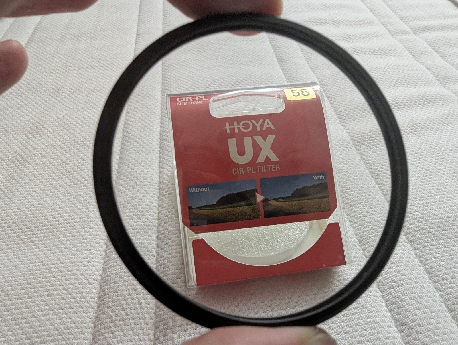 Camera filters 58mm: Hoya CIR-PL, Tiffen CIR-PL en Protector, Audio, Tv en Foto, Fotografie | Filters, Polarisatiefilter, Inclusief opbergcase